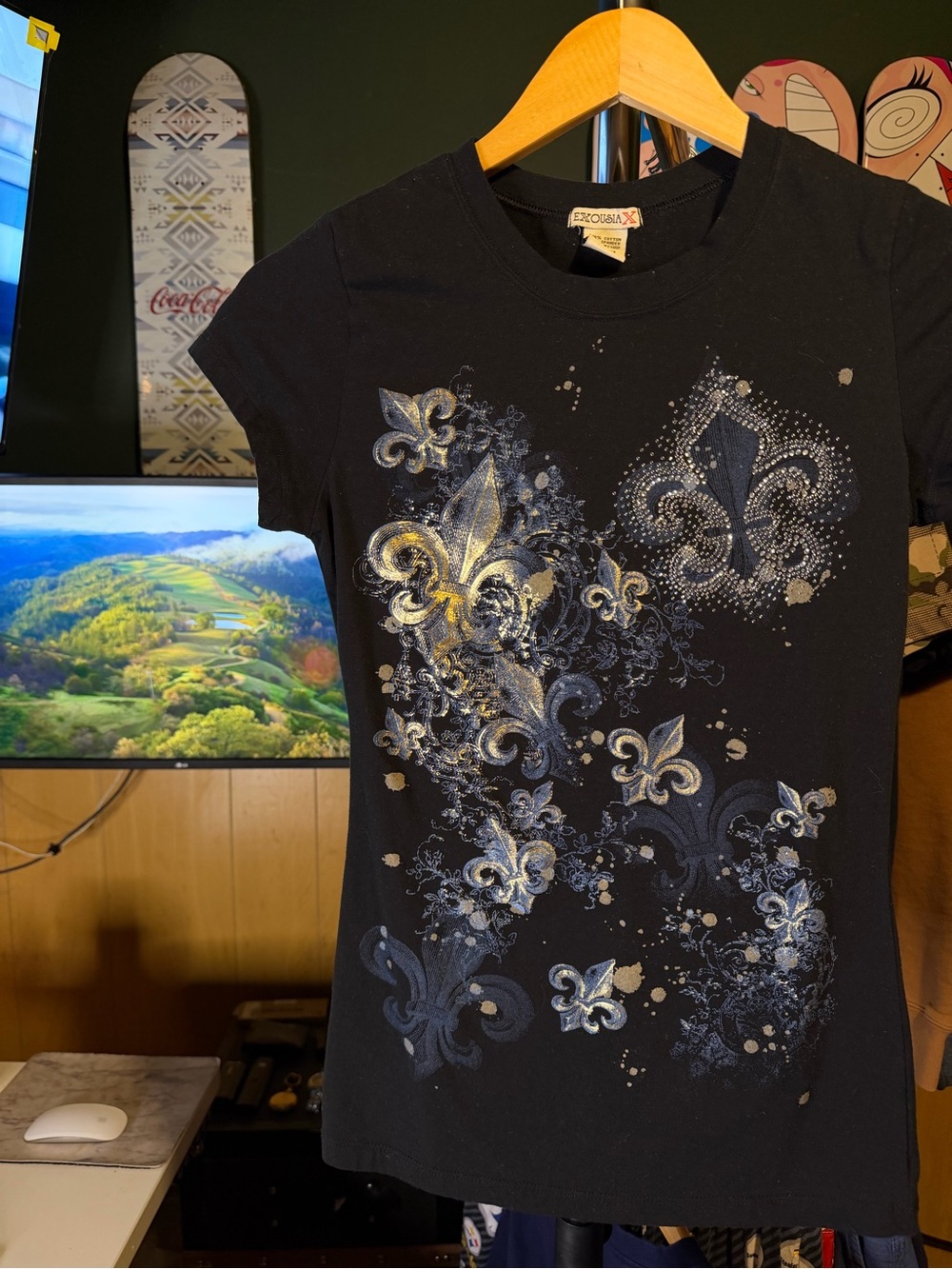 Fleur-de-Lis Studded All Over Graphic Girls Tee